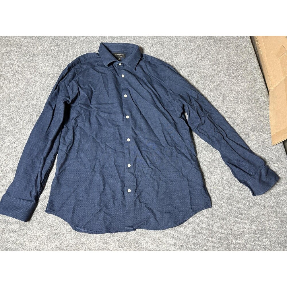 Banana Republic Dress Shirt Mens XL Blue Solid Tailored Slim Woven Cotton LS